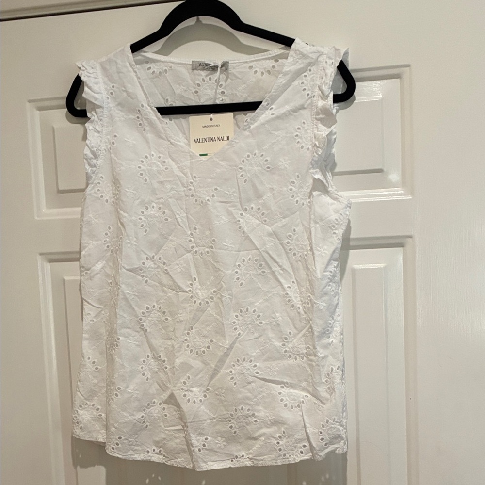 Valentina Naldi white cotton eyelet top
